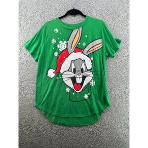 Looney Tunes Bugs Bunny Christmas Graphic T-Shirt Size XXL Green  High Low